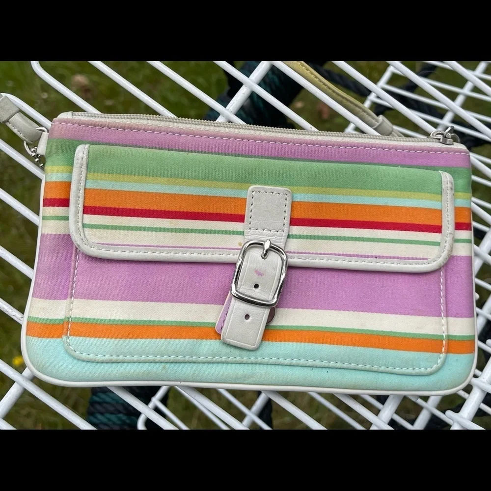 Coach Hampton multi colored wristlet